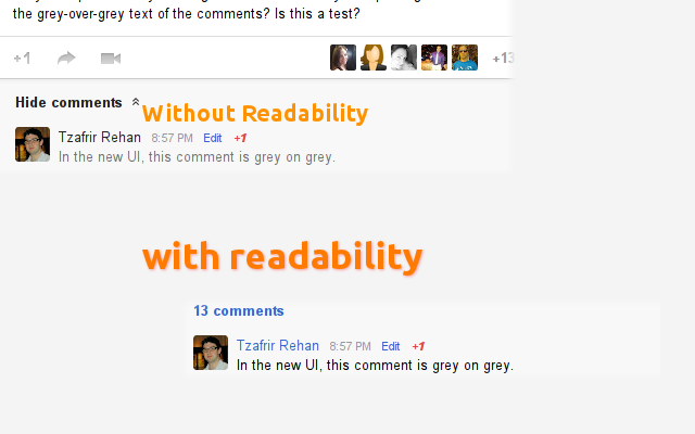 Readability for Google Plus